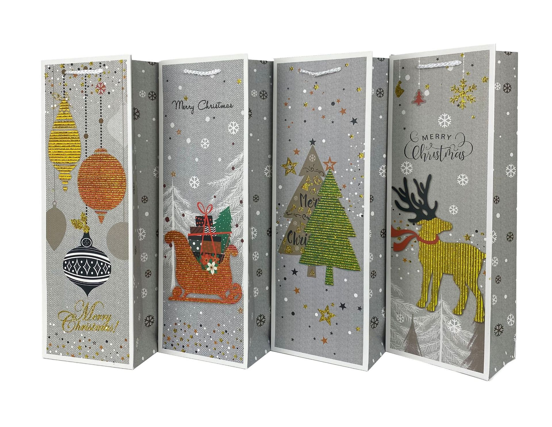 X'mas Shopping Paper Bag for Wine