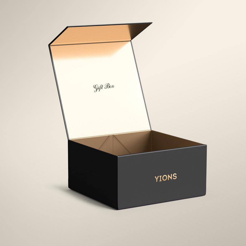 Black Folding Box with Gold Paper Inside