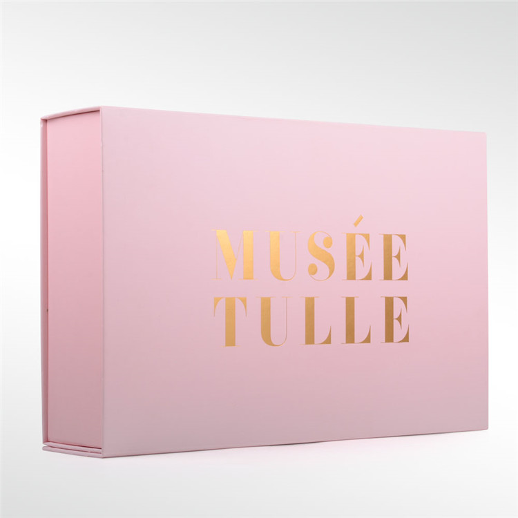 Pink Color Folding Box with Gold Stamping