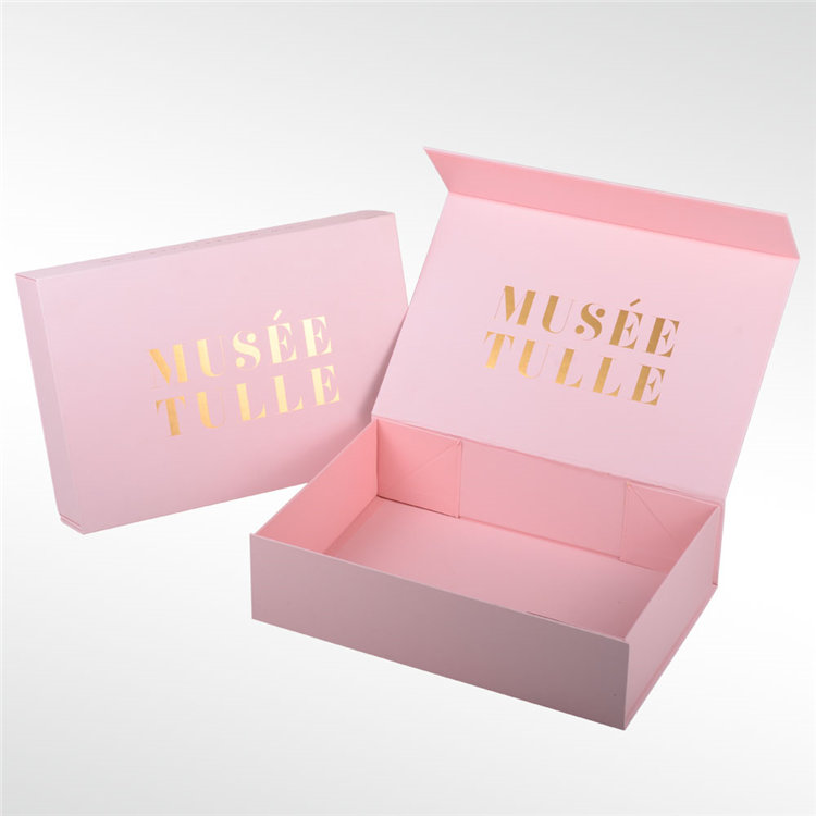 Pink Color Folding Box with Gold Stamping