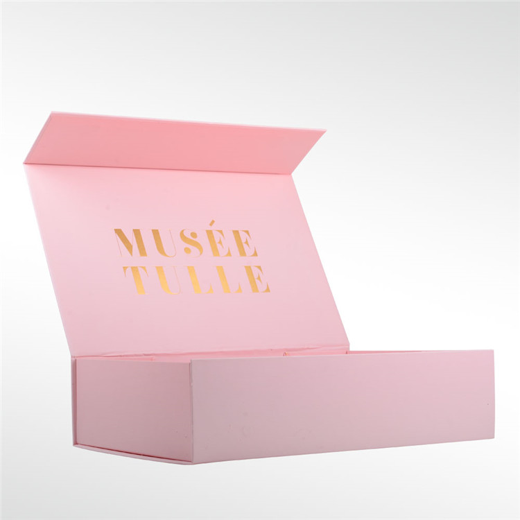 Pink Color Folding Box with Gold Stamping