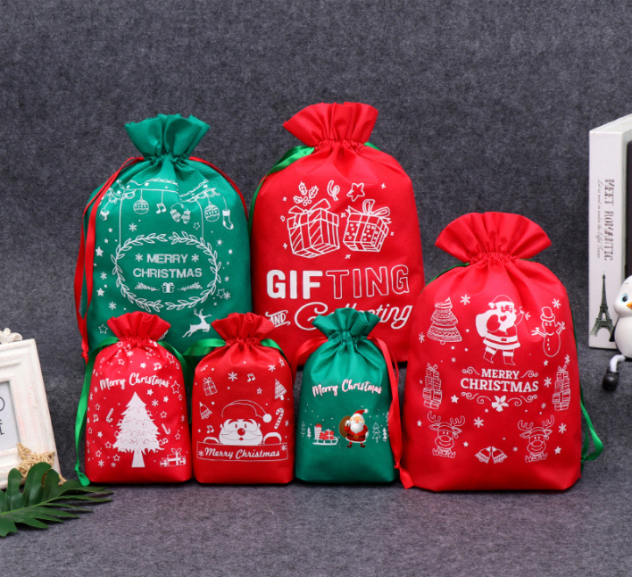 X'mas Non Woven Drawstring Backpack Bag