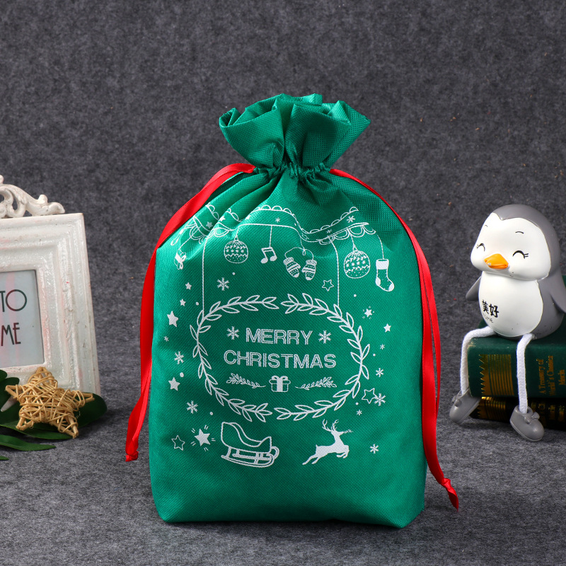 X'mas Non Woven Drawstring Backpack Bag