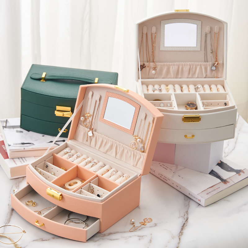 Two Layers PU Jewelry Box with Mirror