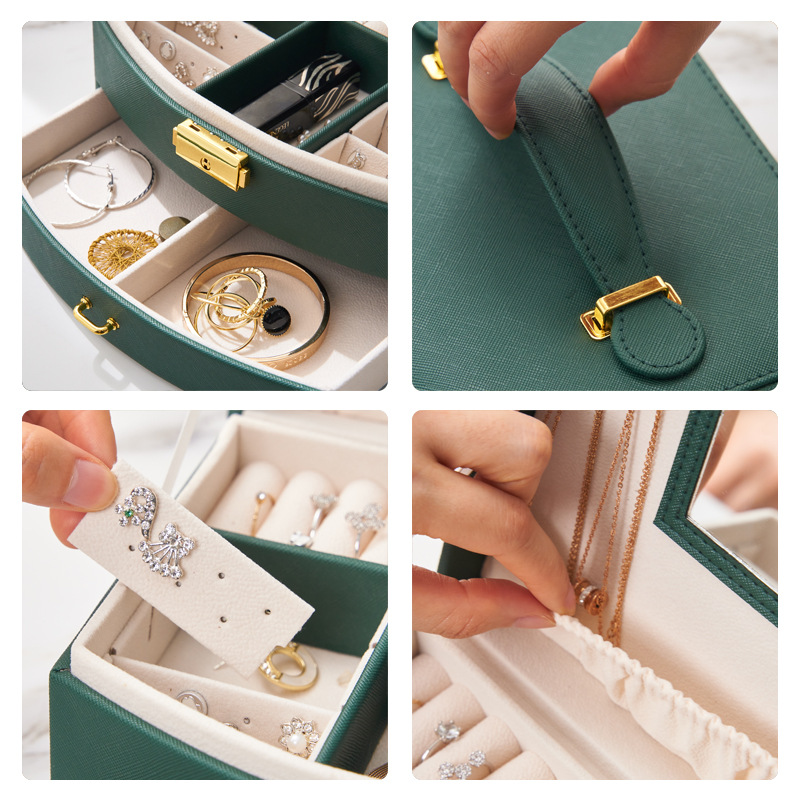 Two Layers PU Jewelry Box with Mirror