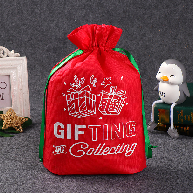 X'mas Non Woven Drawstring Backpack Bag
