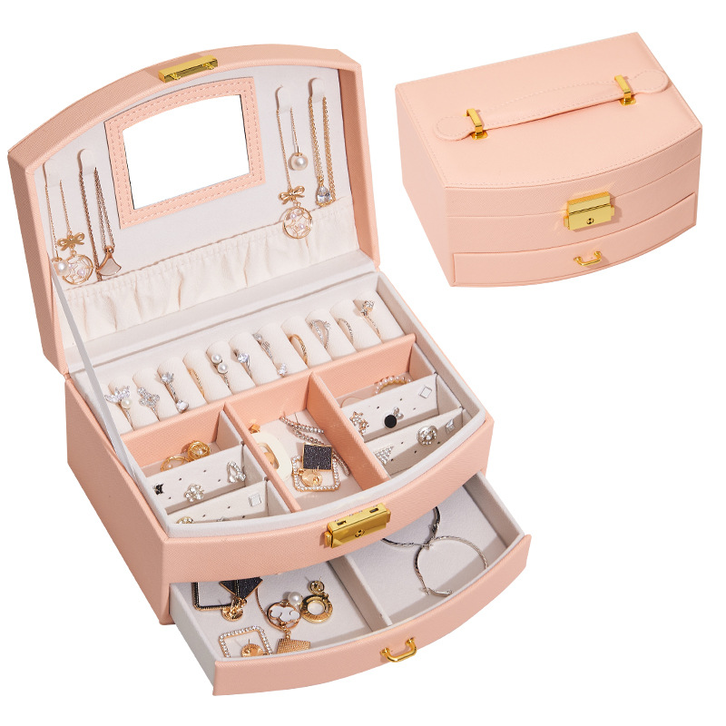 Two Layers PU Jewelry Box with Mirror
