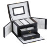 Three Layers Luxury PU Jewelry Box with Mirror