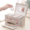 Three Layers Luxury PU Jewelry Box with Mirror