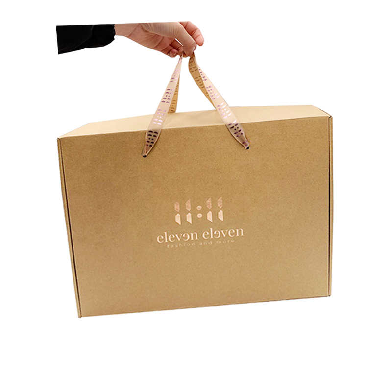 Mailer Box with Ribbon Handles and Gold Stamping